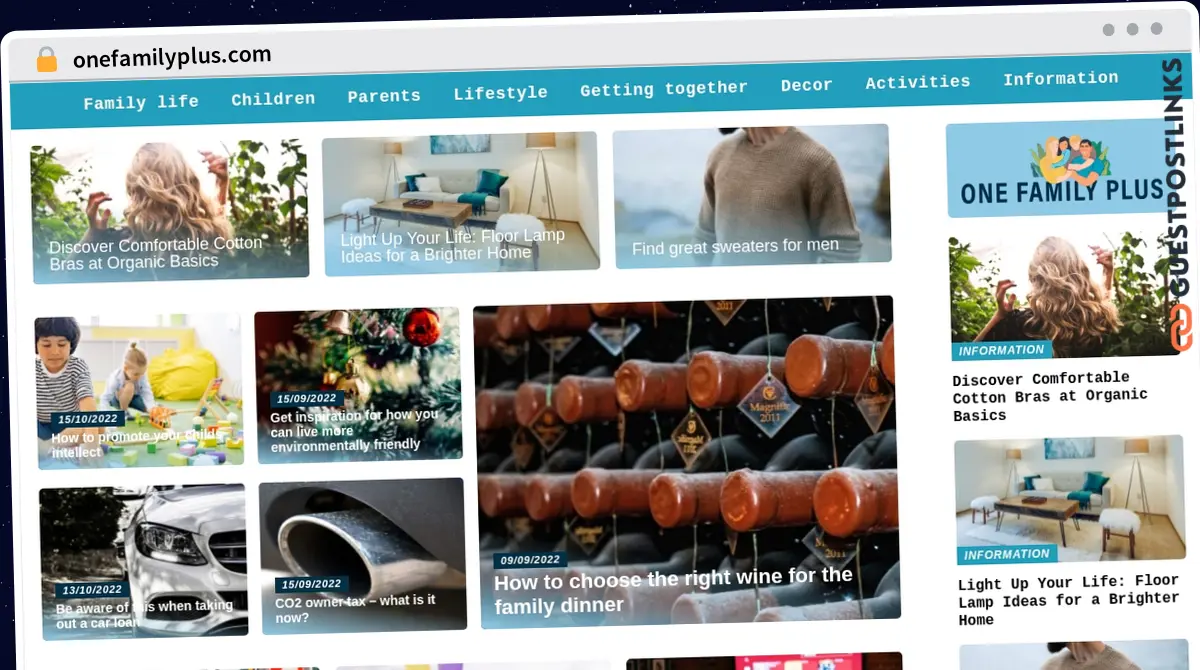 Publish Guest Post on onefamilyplus.com