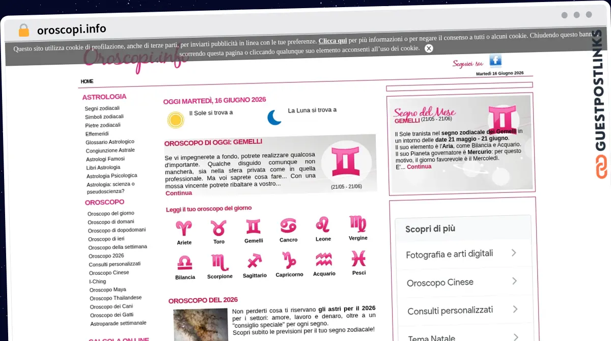 Publish Guest Post on oroscopi.info