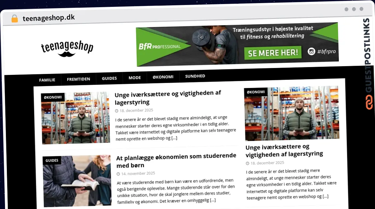 Publish Guest Post on teenageshop.dk