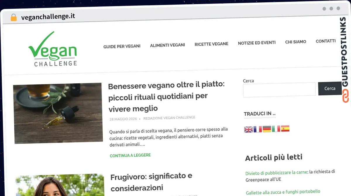 Publish Guest Post on veganchallenge.it