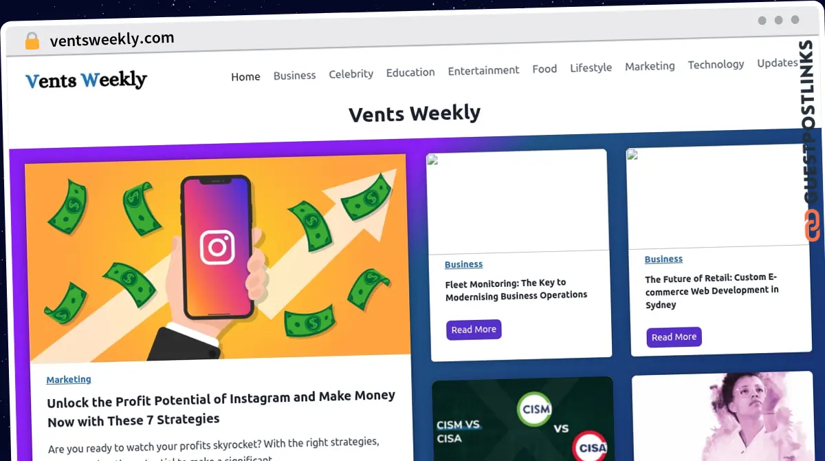 Publish Guest Post on ventsweekly.com