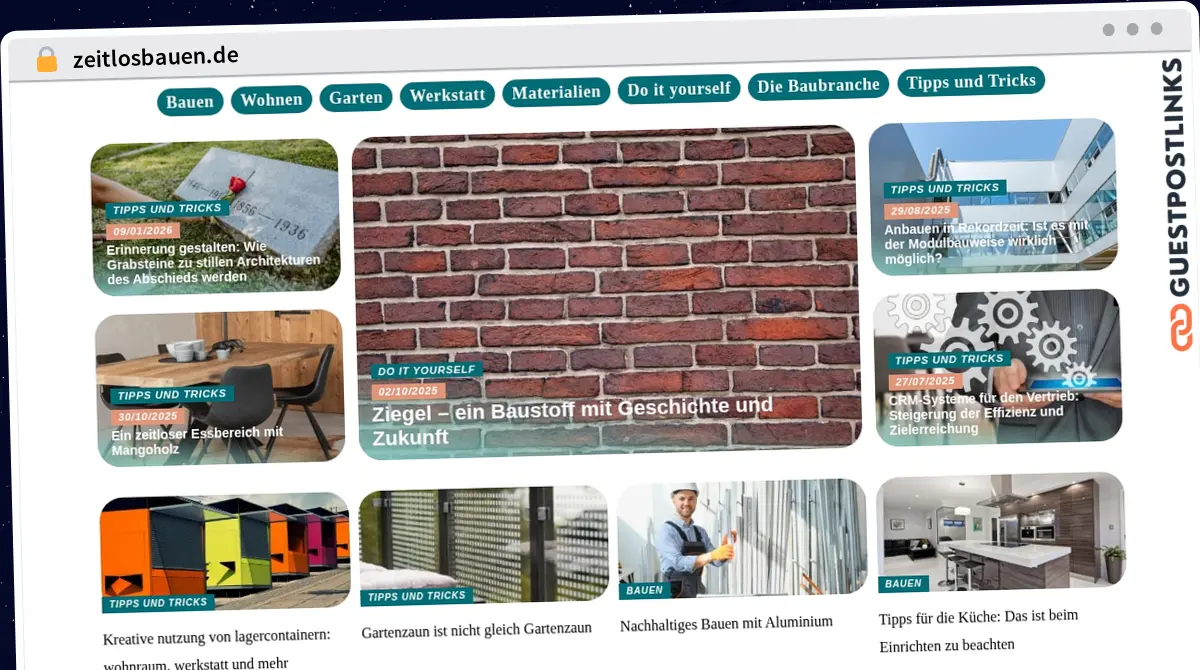 Publish Guest Post on zeitlosbauen.de