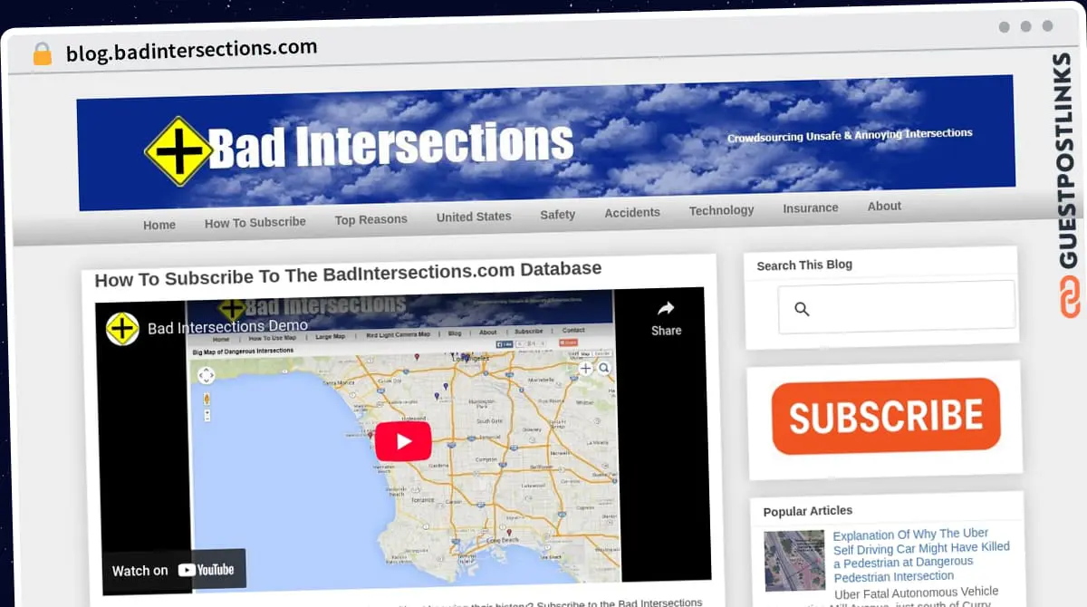 Publish Guest Post on blog.badintersections.com