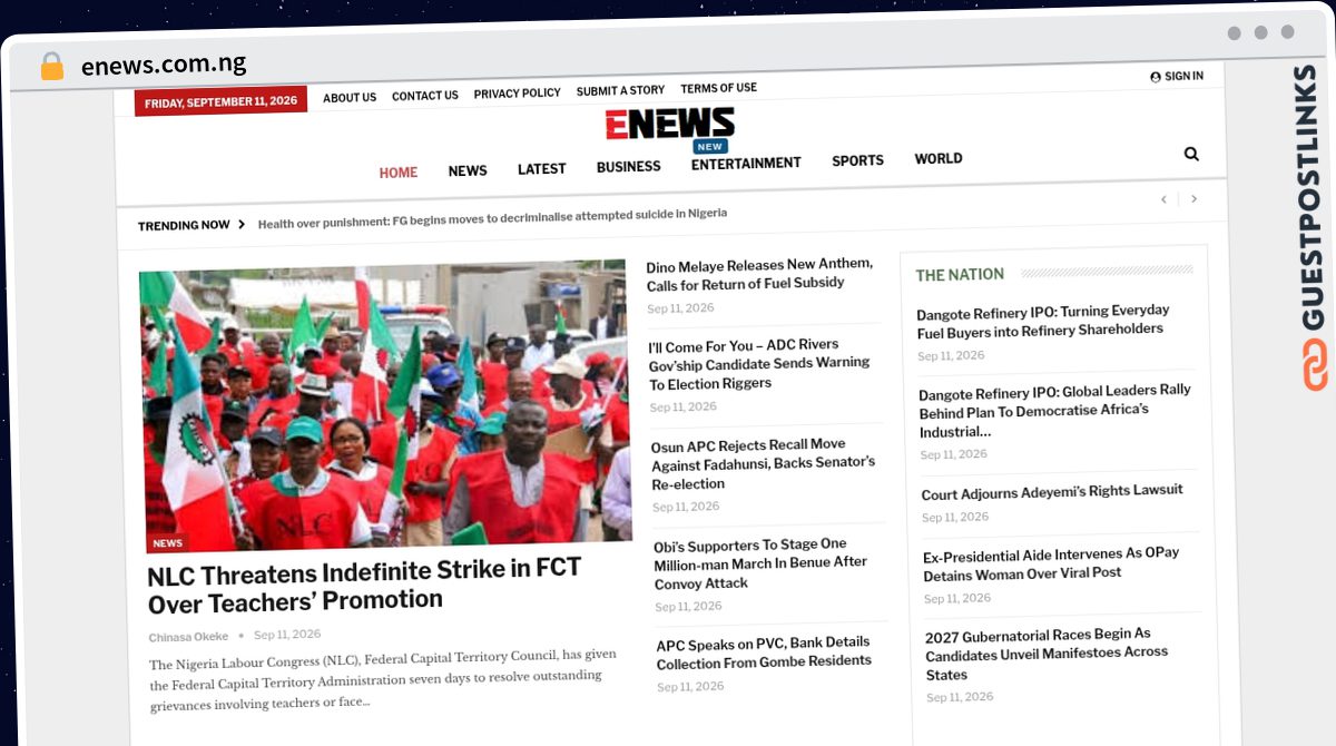 Publish Guest Post on enews.com.ng