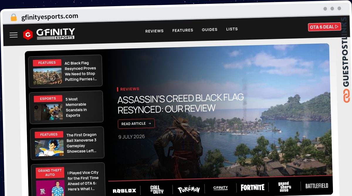 Publish Guest Post on gfinityesports.com