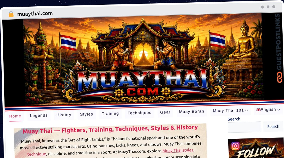 Publish Guest Post on muaythai.com