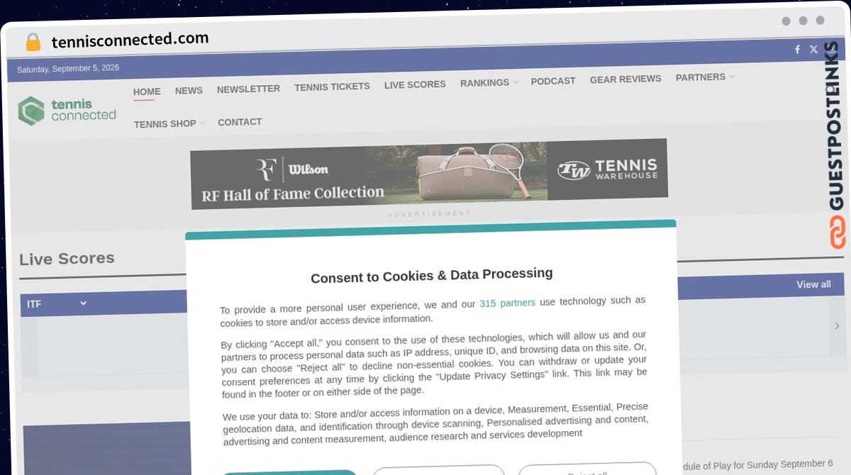 Publish Guest Post on tennisconnected.com