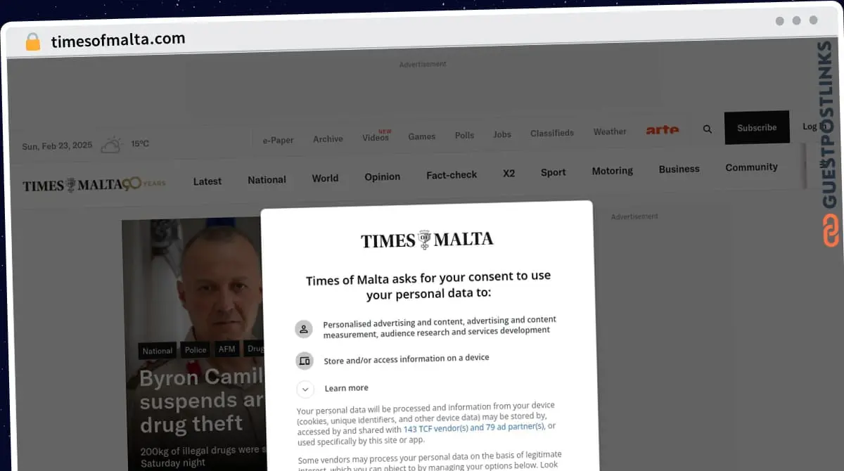 Publish Guest Post on timesofmalta.com