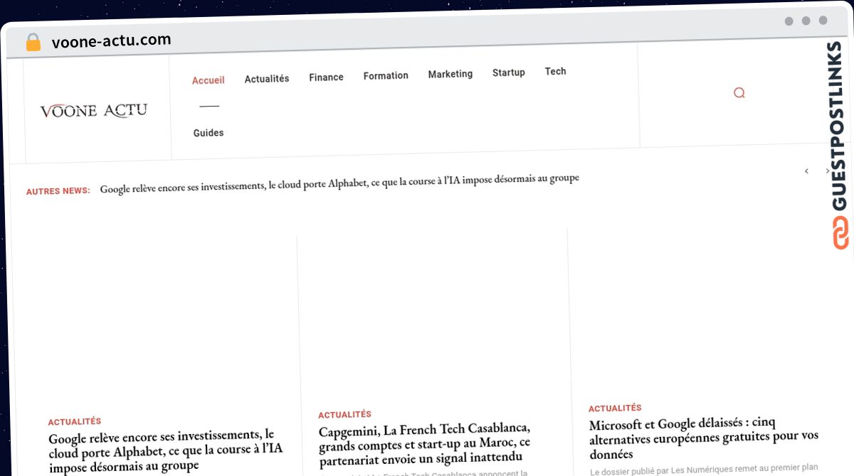 Publish Guest Post on voone-actu.com