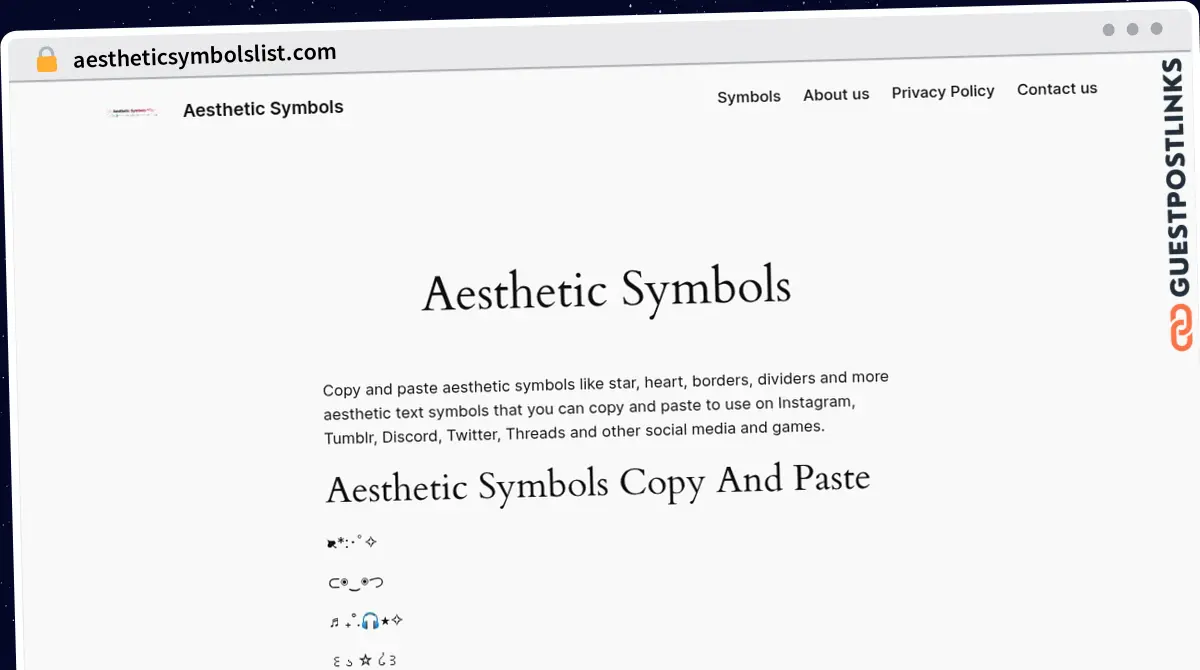 Publish Guest Post on aestheticsymbolslist.com