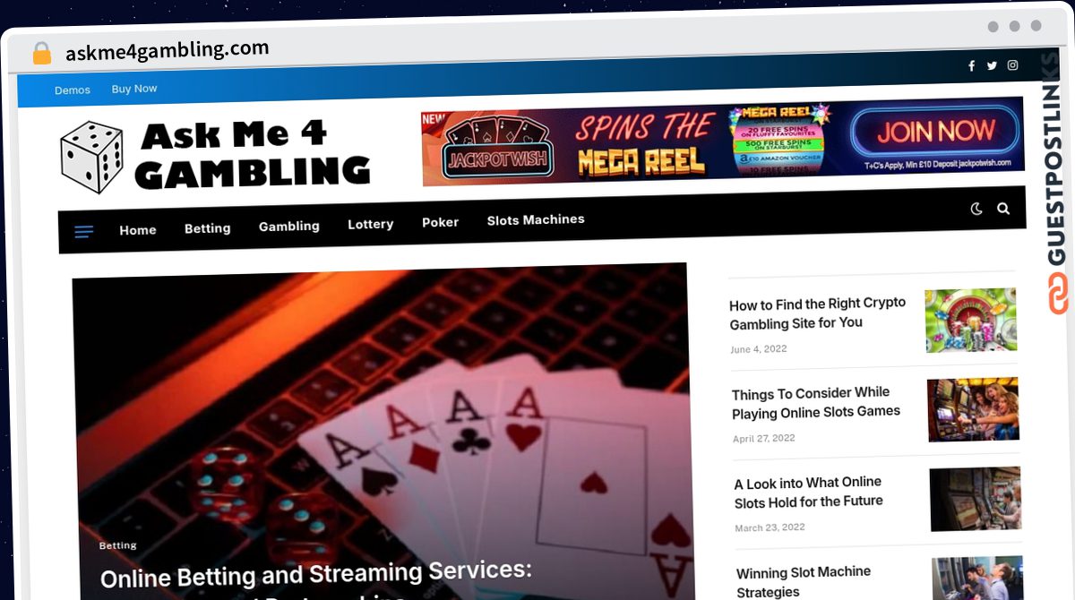 Publish Guest Post on askme4gambling.com