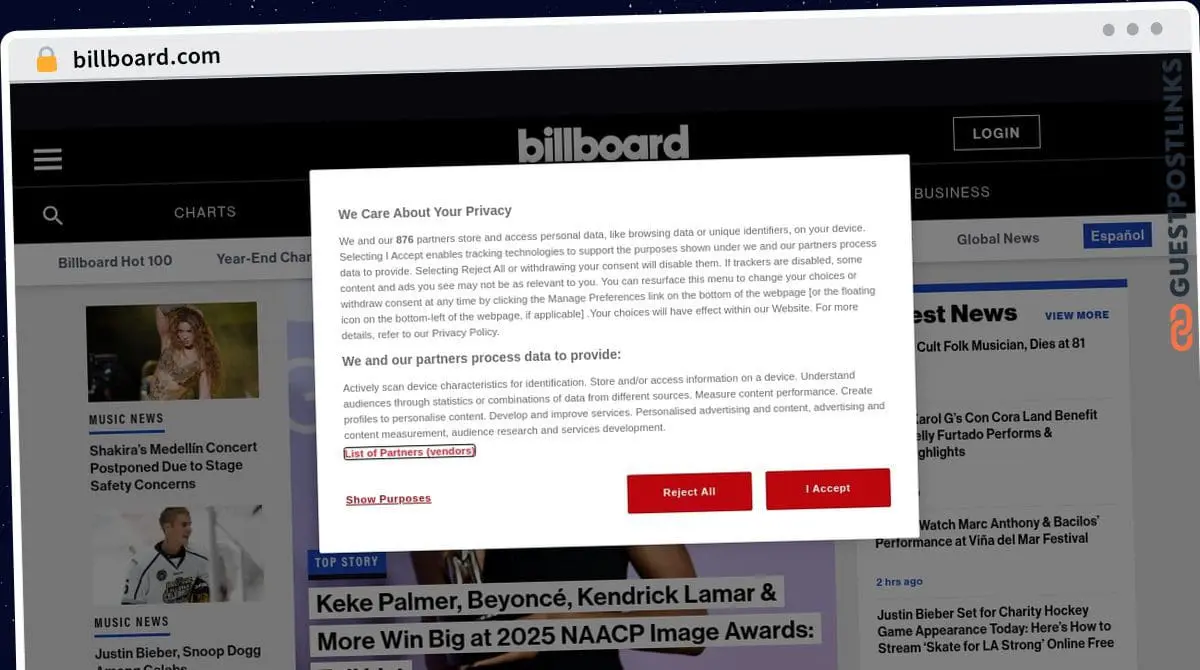 Publish Guest Post on billboard.com