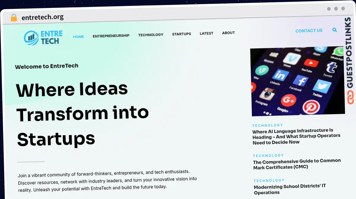 Publish Guest Post on entretech.org