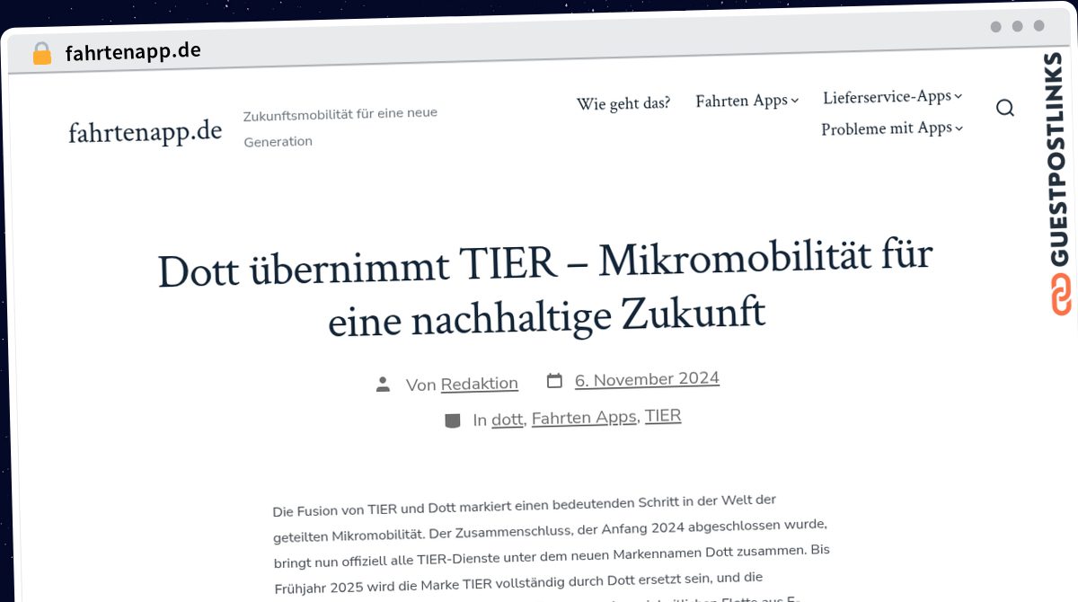 Publish Guest Post on fahrtenapp.de
