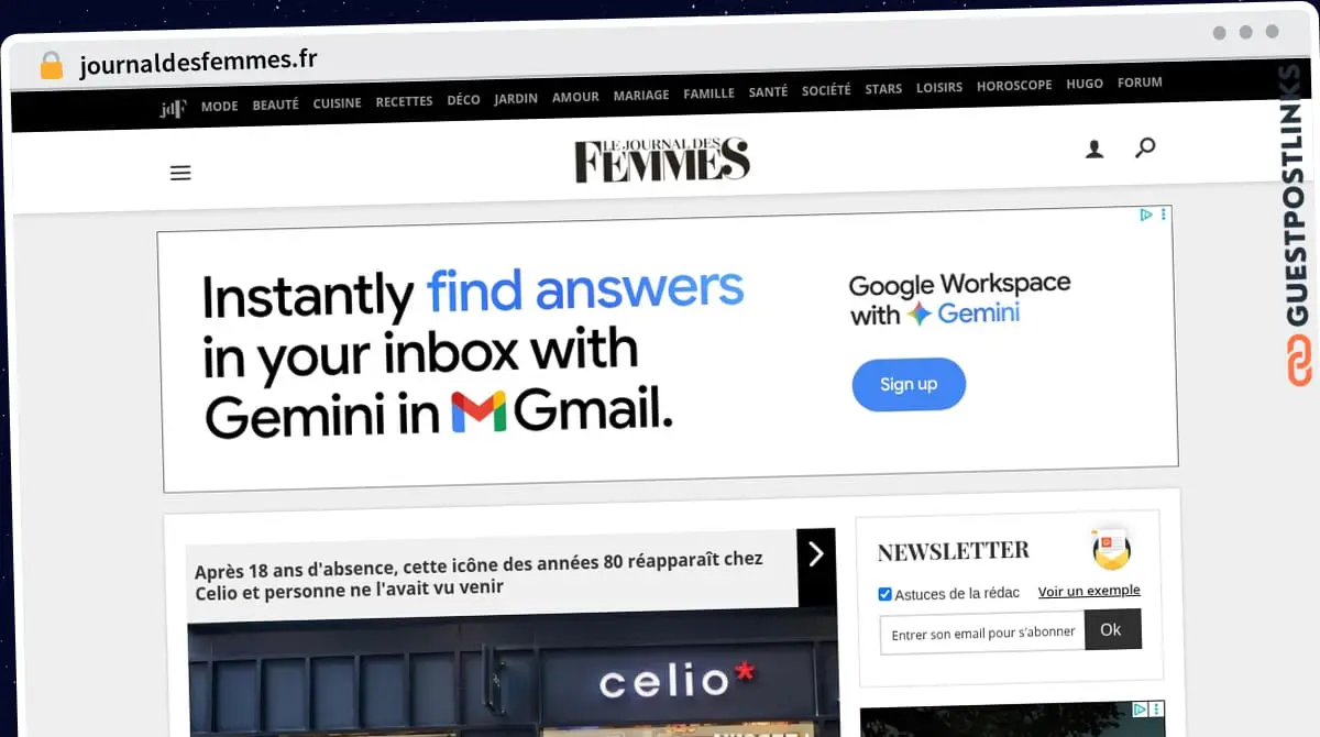 Publish Guest Post on journaldesfemmes.fr