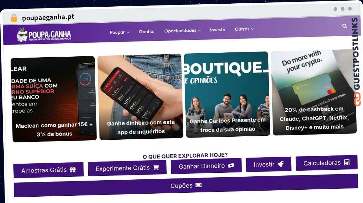 Publish Guest Post on poupaeganha.pt