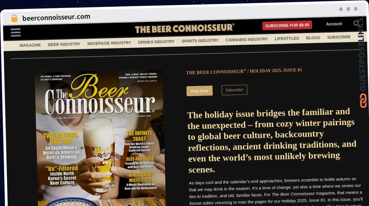 Publish Guest Post on beerconnoisseur.com
