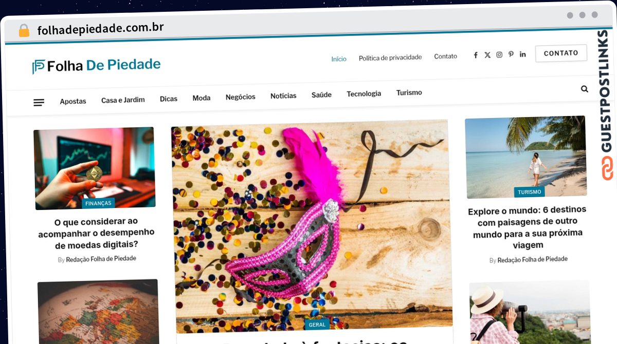 Publish Guest Post on folhadepiedade.com.br