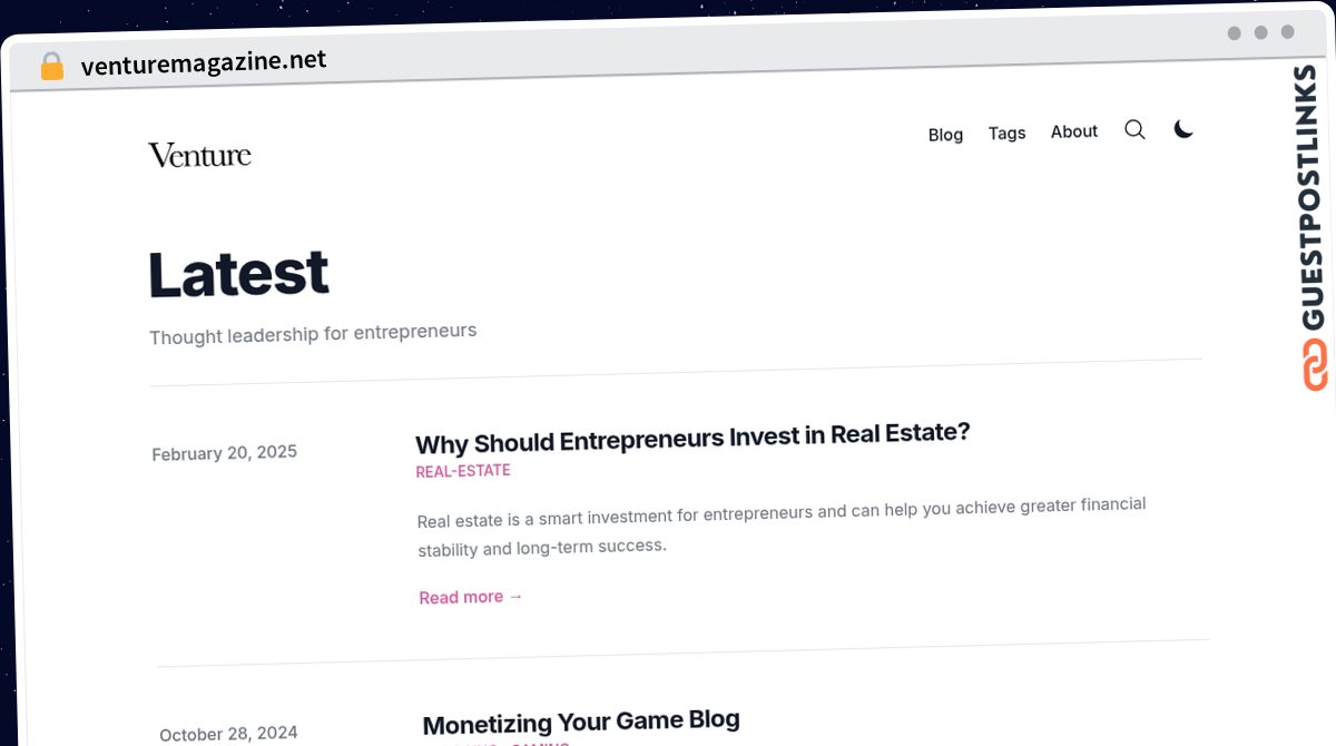 Publish Guest Post on venturemagazine.net