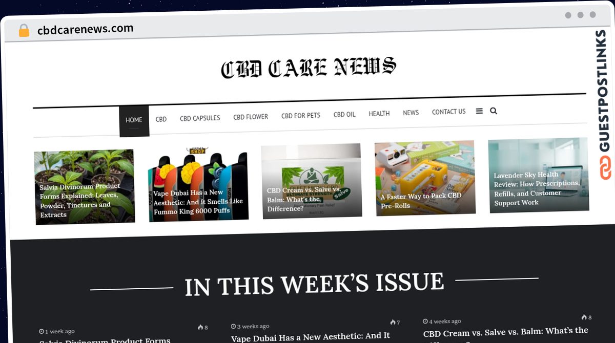 Publish Guest Post on cbdcarenews.com