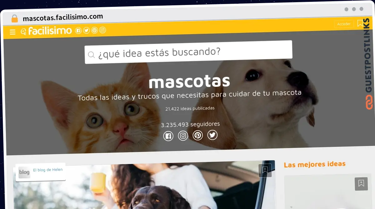 Publish Guest Post on mascotas.facilisimo.com