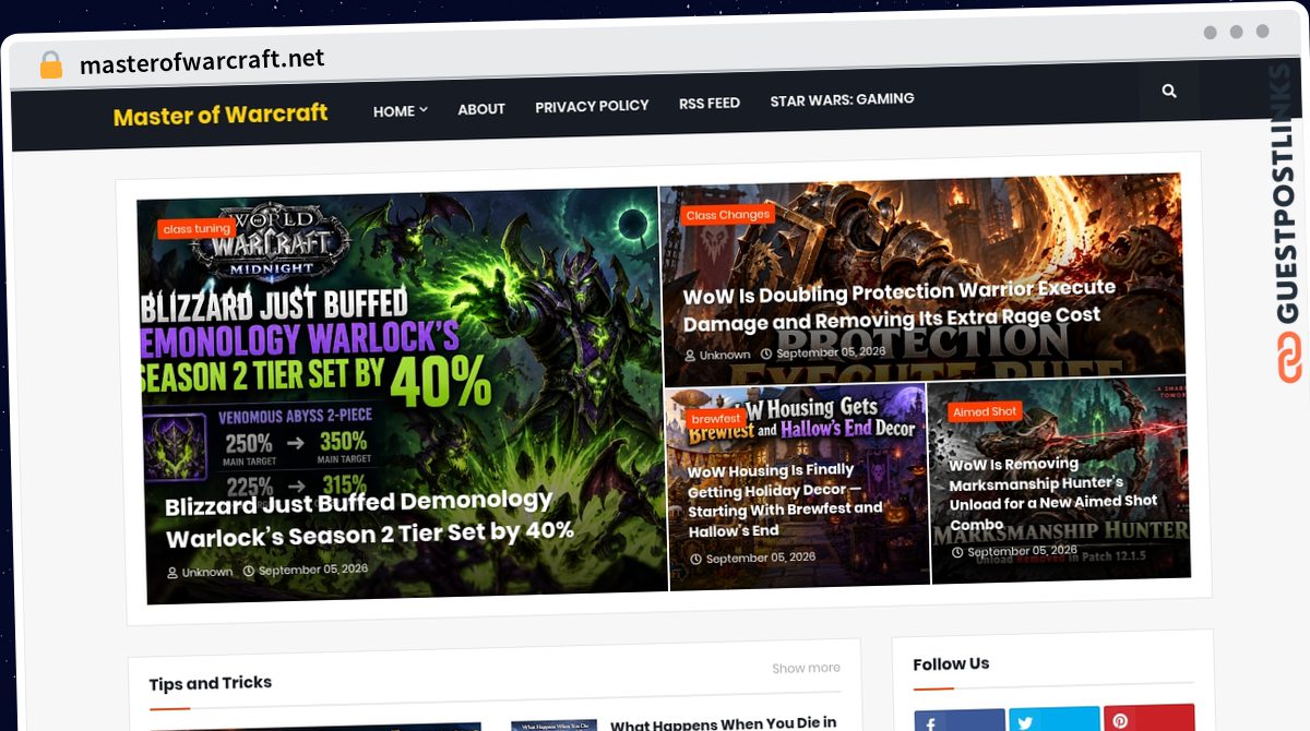 Publish Guest Post on masterofwarcraft.net