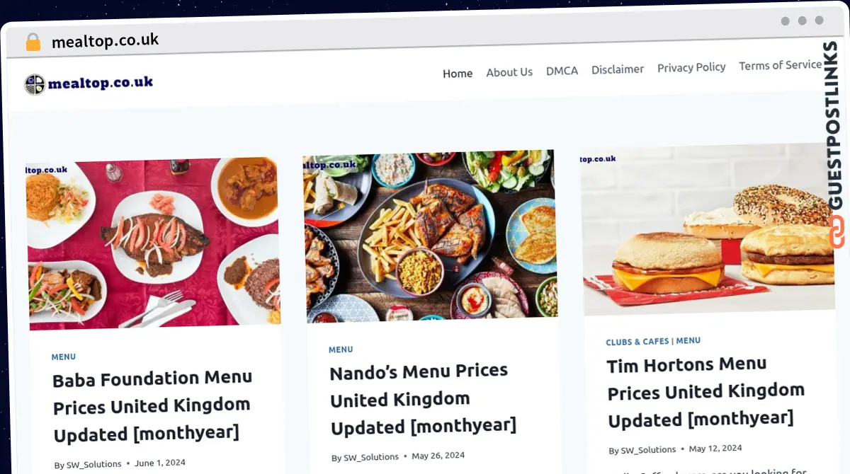 Publish Guest Post on mealtop.co.uk