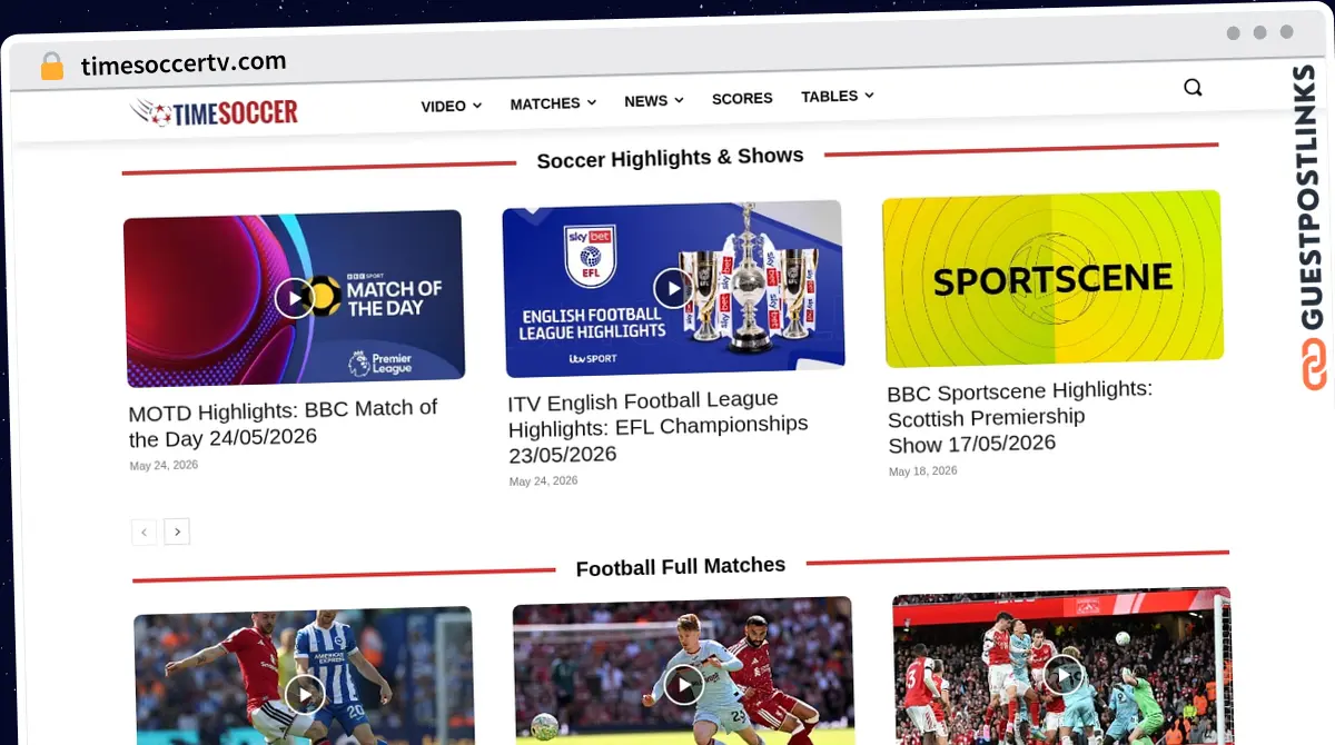 Publish Guest Post on timesoccertv.com