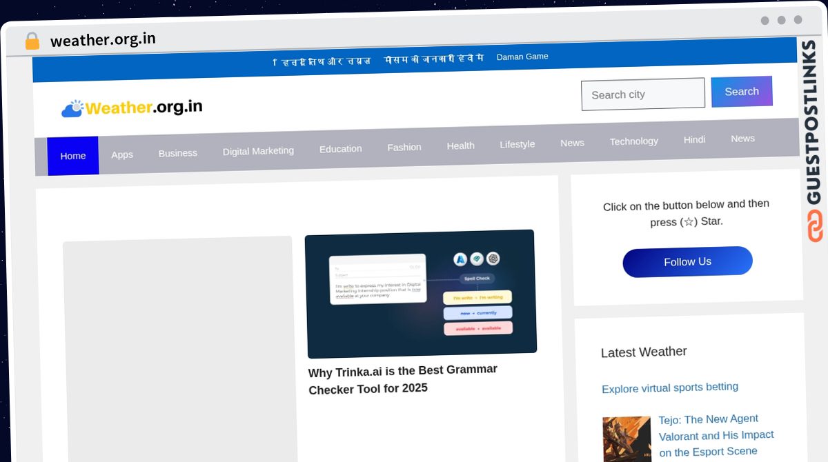 Publish Guest Post on weather.org.in