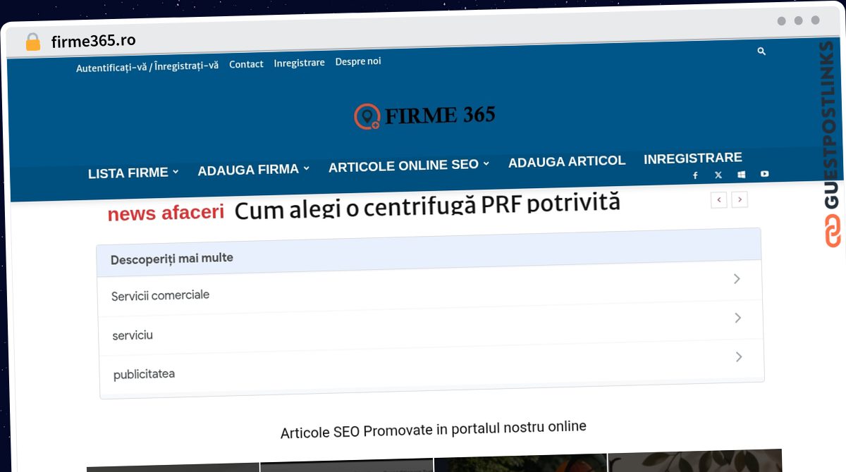Publish Guest Post on firme365.ro