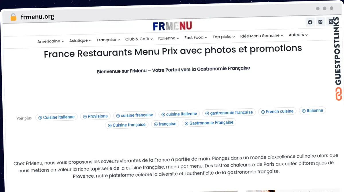 Publish Guest Post on frmenu.org