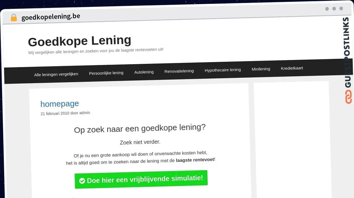 Publish Guest Post on goedkopelening.be