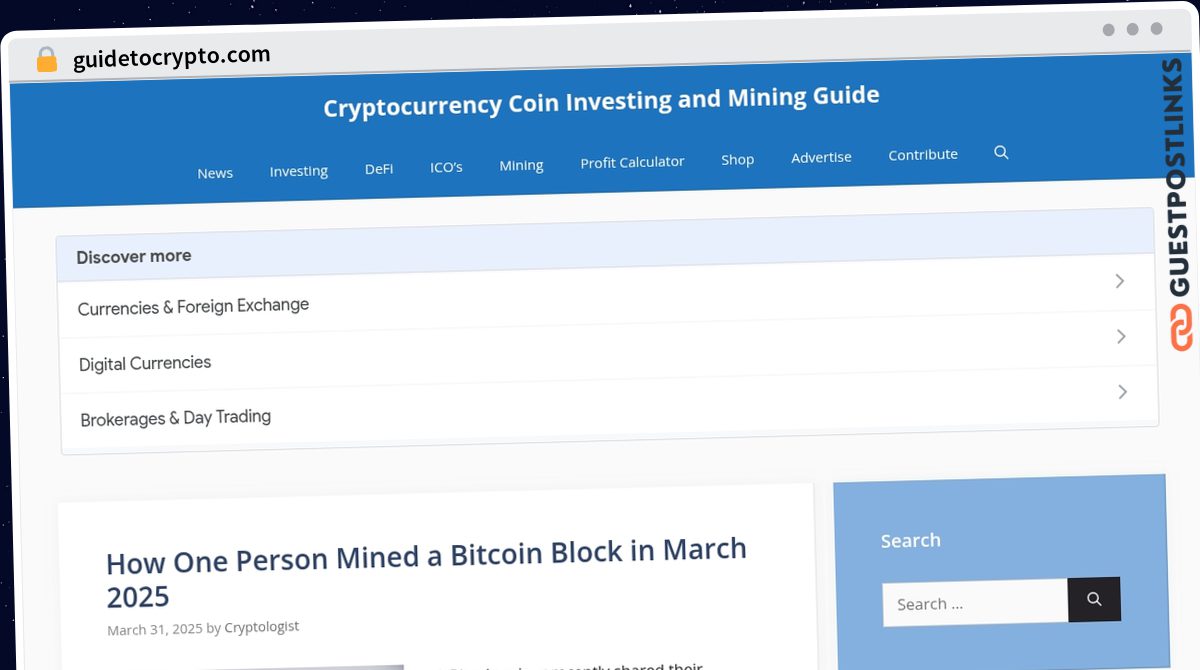 Publish Guest Post on guidetocrypto.com