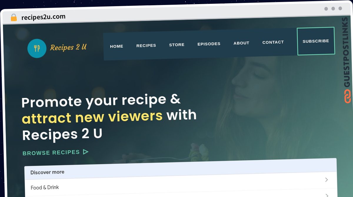 Publish Guest Post on recipes2u.com