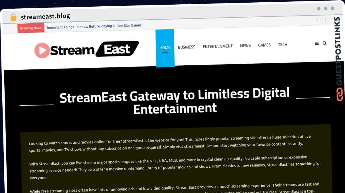 Publish Guest Post on streameast.blog