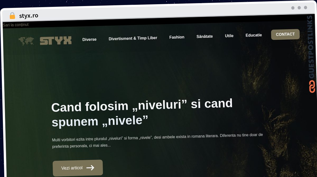 Publish Guest Post on styx.ro