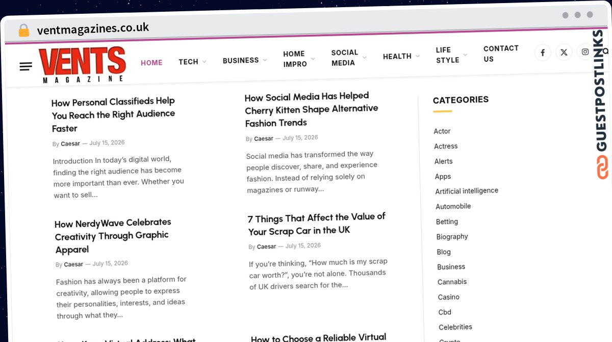 Publish Guest Post on ventmagazines.co.uk