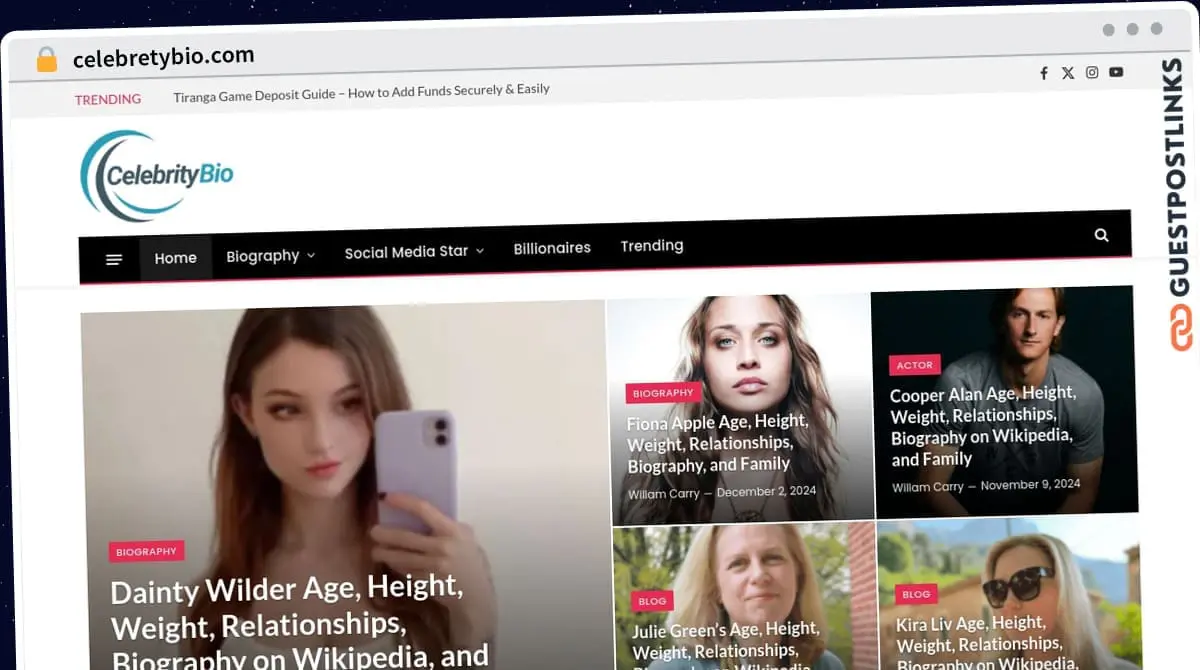 Publish Guest Post on celebretybio.com