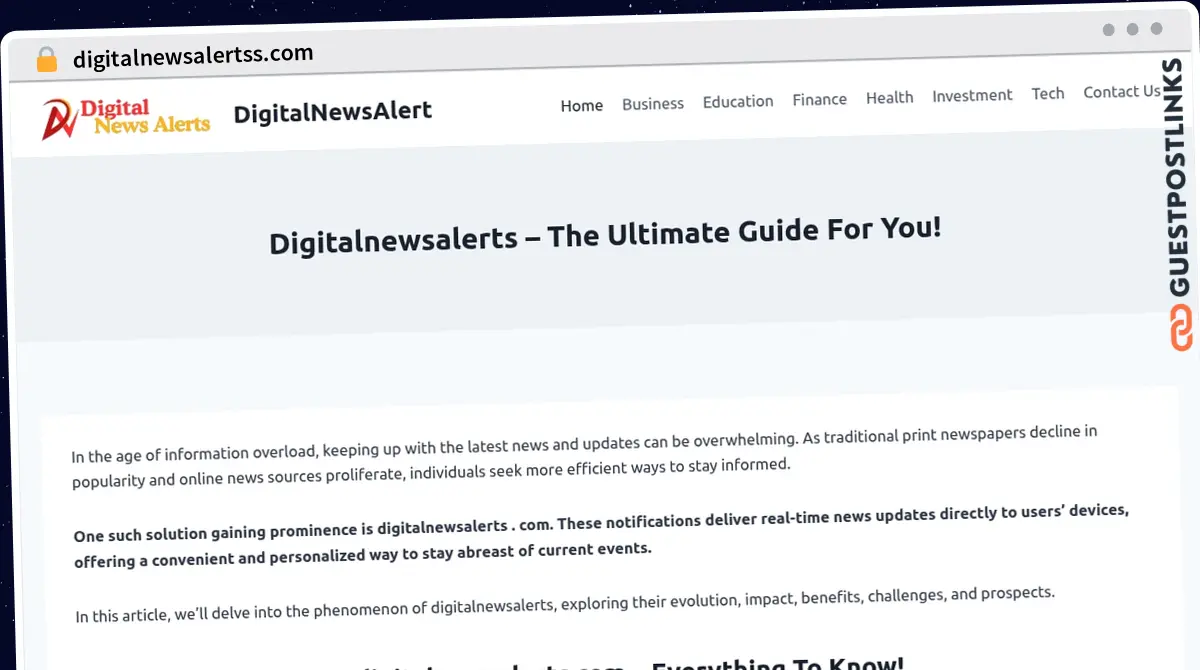 Publish Guest Post on digitalnewsalertss.com