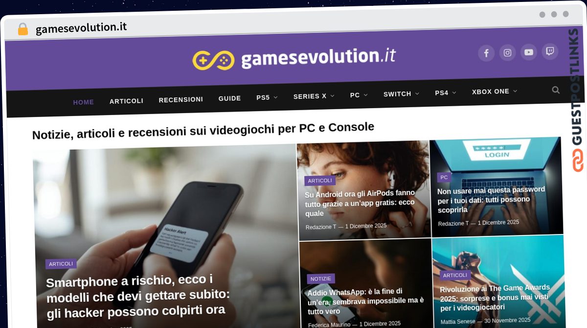 Publish Guest Post on gamesevolution.it