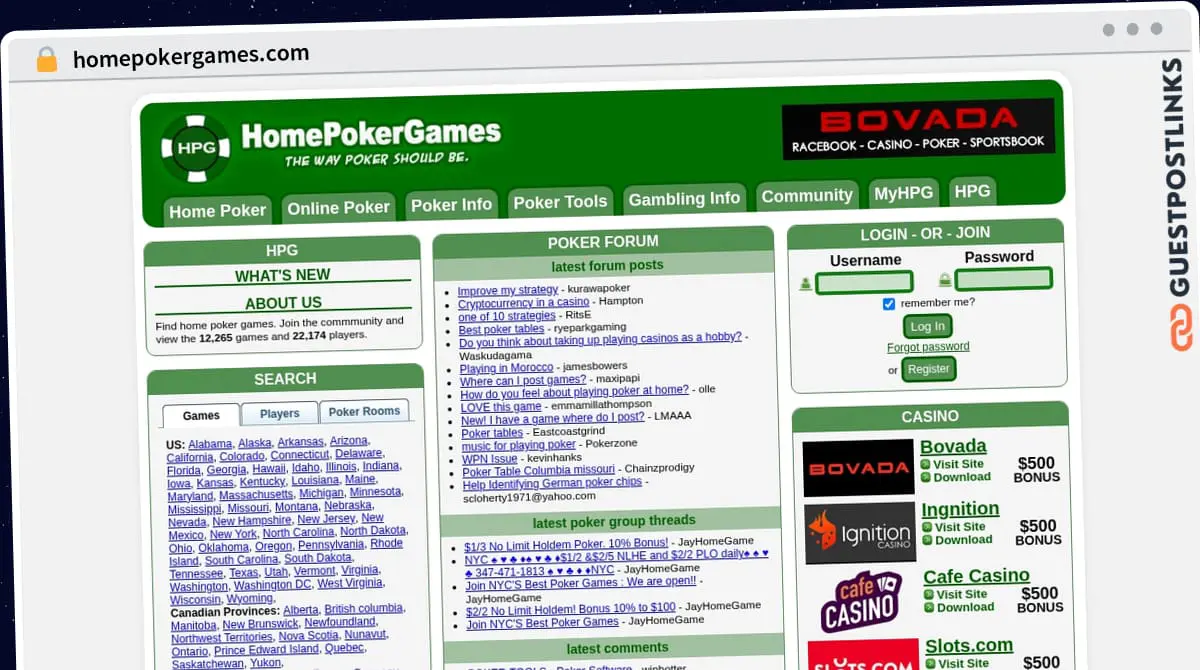 Publish Guest Post on homepokergames.com