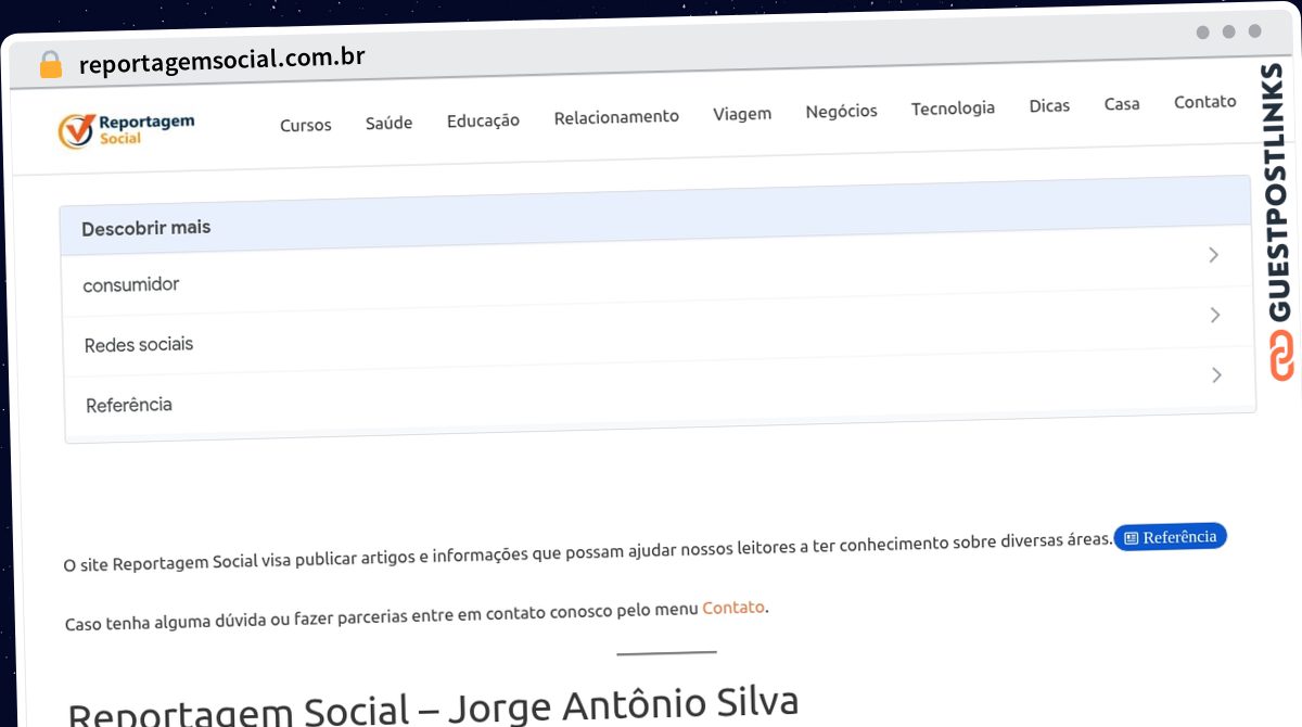 Publish Guest Post on reportagemsocial.com.br
