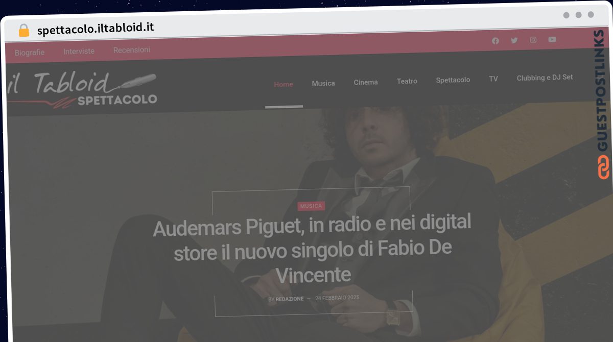 Publish Guest Post on spettacolo.iltabloid.it