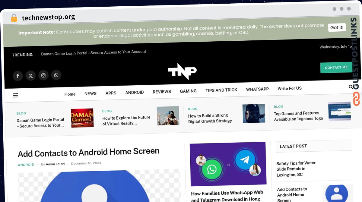 Publish Guest Post on technewstop.org