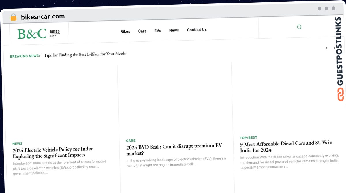 Publish Guest Post on bikesncar.com