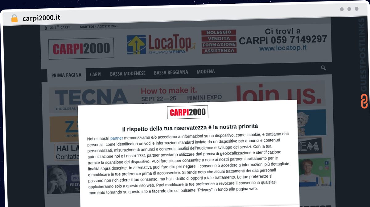 Publish Guest Post on carpi2000.it