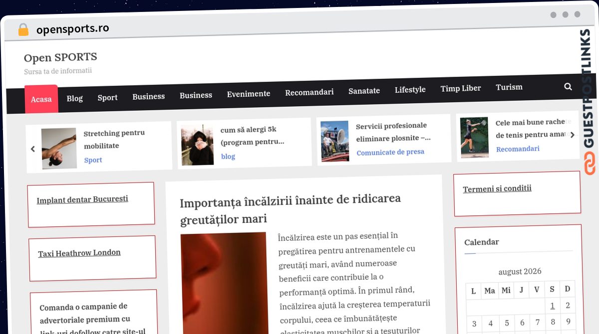 Publish Guest Post on opensports.ro
