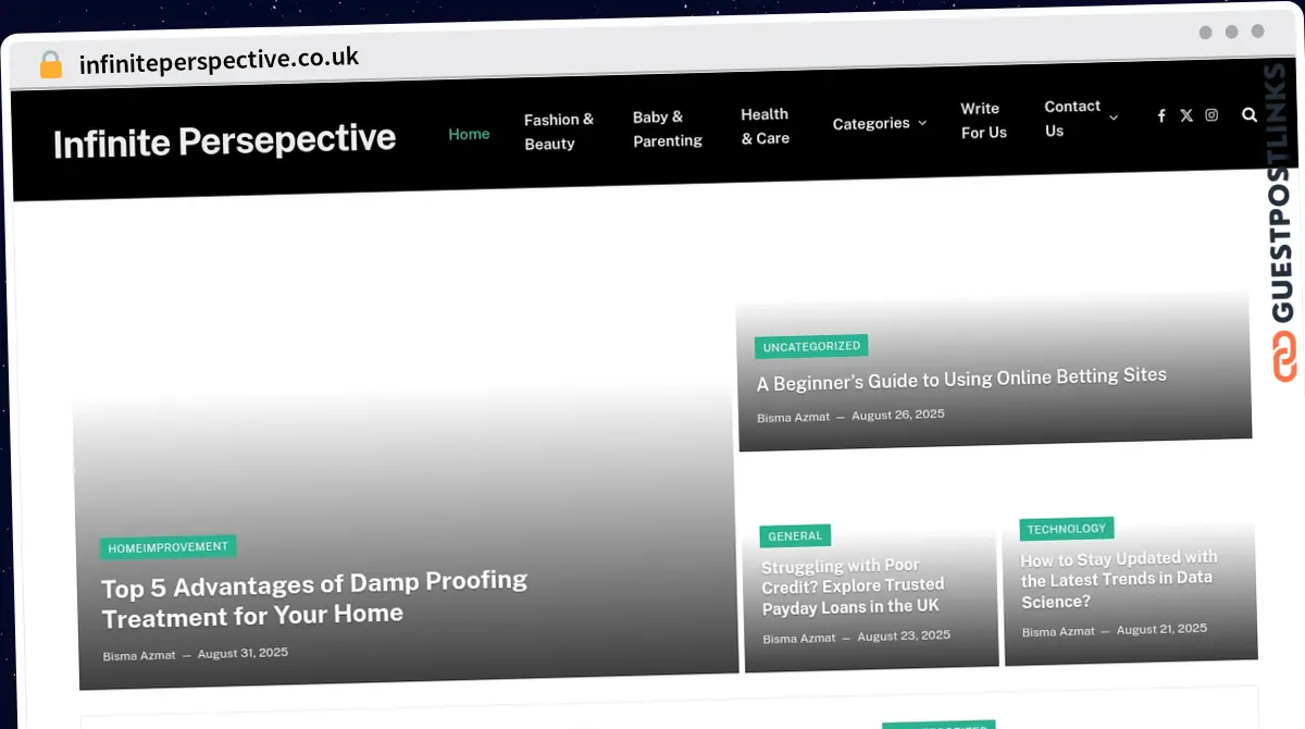 Publish Guest Post on infiniteperspective.co.uk