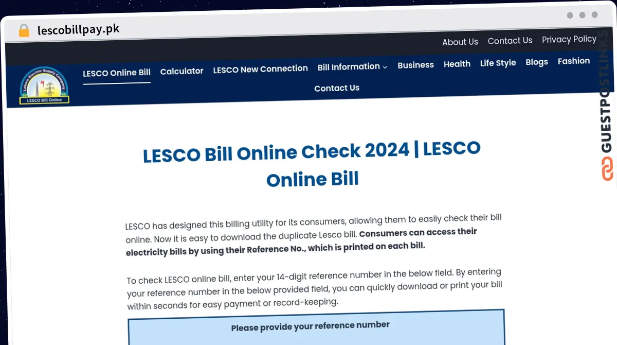 Publish Guest Post on lescobillpay.pk