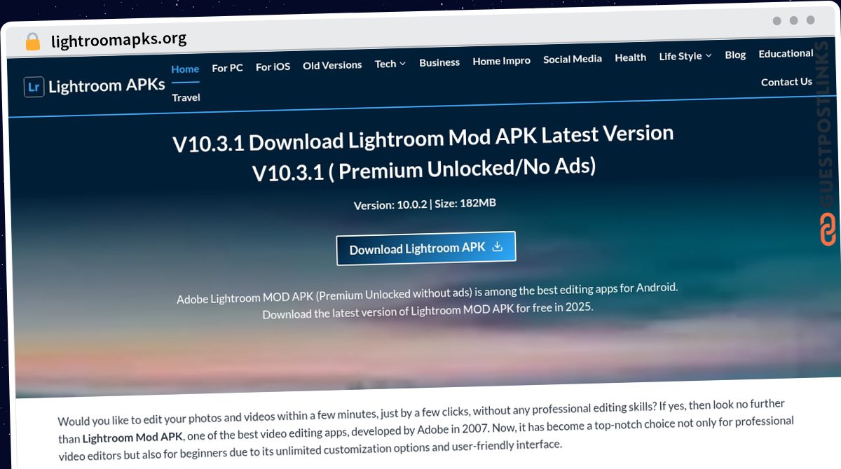 Publish Guest Post on lightroomapks.org